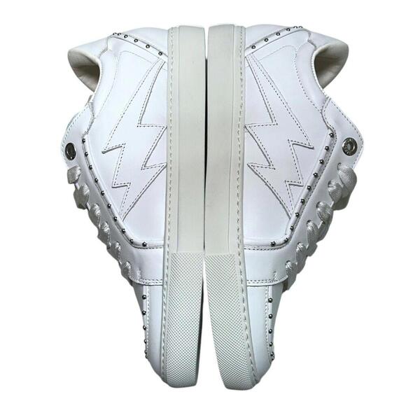 ZADIG & VOLTAIRE Zv1747 Flash White Cow Leather Low Top Studded Sneakers Sz 38 - Picture 14 of 15